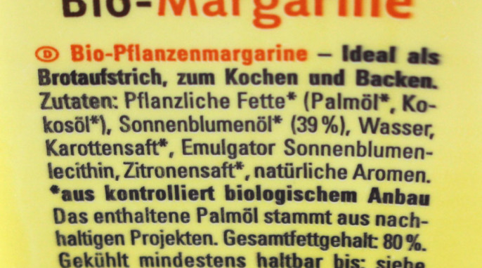 Zutaten, Landkrone Bio-Margarine