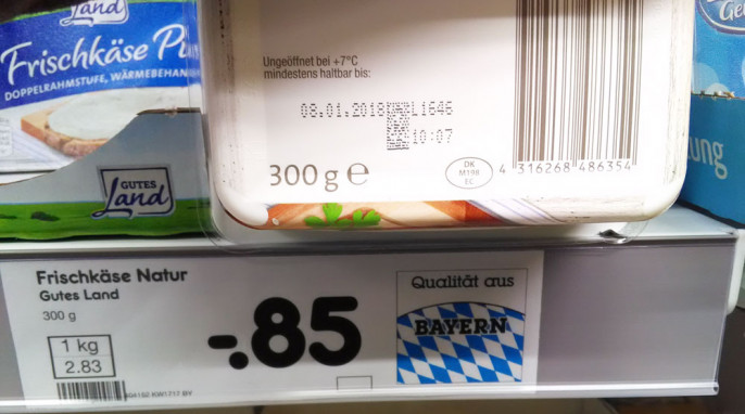 Regalwerbung, Netto Frischkäse Gutes Land 