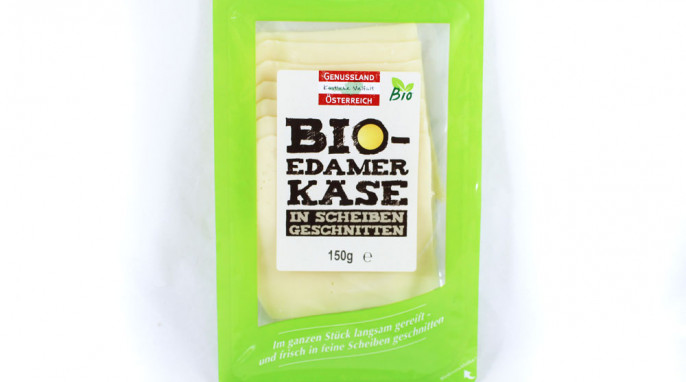 Bio-Edamer Käse in Scheiben geschnitten 