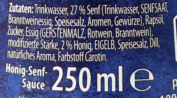 Zutaten, Knorr Honig-Senf-Sauce