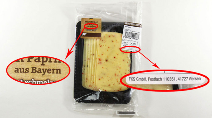 Käse aus Bayern, Beispiel Schnittkäse mit Paprika