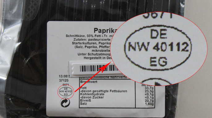 Identitätskennzeichen, Käse aus Bayern, Beispiel Schnittkäse mit Paprika