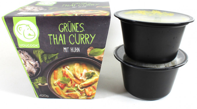 Verpackung und Inhalt, Youcook Grünes Thai Curry mit Huhn