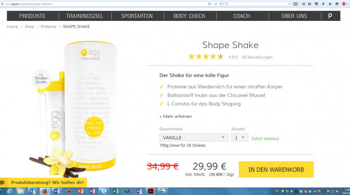 Produktbeschreibung, Shape Shake auf egg.de, Screenshot 29.02.2016