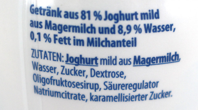 Bezeichnung + Zutaten, Penny Elite Trink-Joghurt Pur