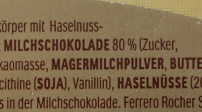 Bezeichnung + Zutaten, Ferrero Rocher Sternschnuppe