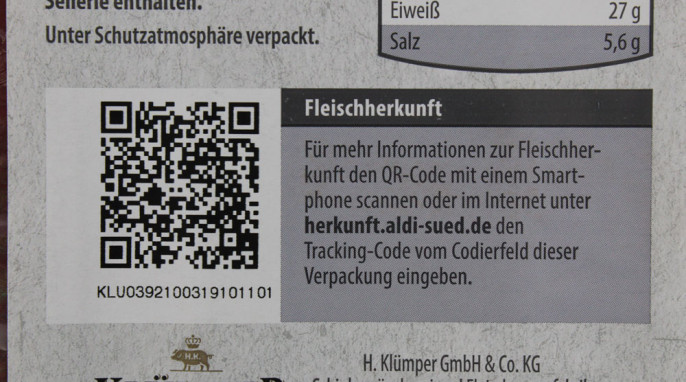 Herkunftsinformationen, Meine Metzgerei Schwarzwälder Schinken