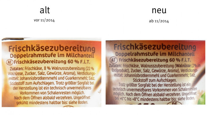 Bezeichnung + Zutaten, Miree Walnuss, bis November 2014