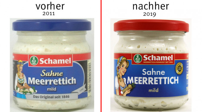 alt: Schamel Sahne-Meerrettich, vor 2019; neu: ab 2019
