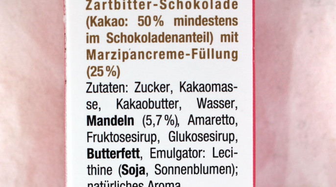 Zutaten, Schwermer Chocomio Marzipan