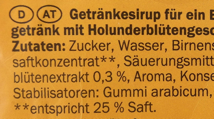 Zutaten, Trimm Holunderblüte Sirup