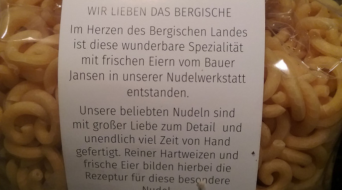 Herkunftsinfo, Die Bergische Landnudel