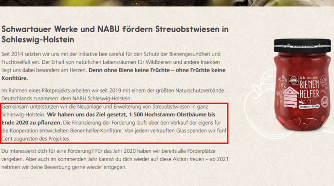 Werbung, Schwartau Ich bin ein Bienenhelfer Erdbeere-Kirsche, bienenhelfer.bee-careful.com, 26.08.2020
