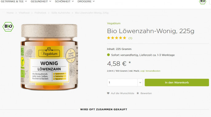 Angebot Bio Löwenzahn-Wonig auf greenist.de