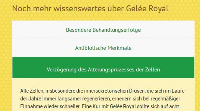Gelée Royale, Alterungsprozess, allgaeuer-wanderimkerei.de, Screenshot 28.01.2016