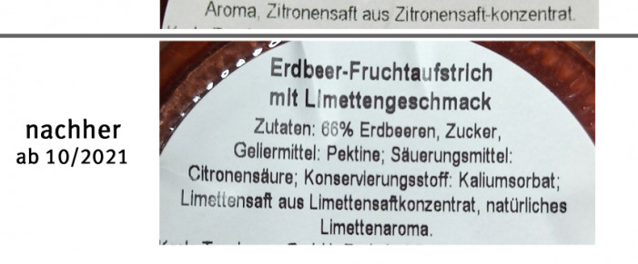 Zutaten, Erdbeer Limette Traum, vor Oktober 2021; neu: ab Oktober 2021