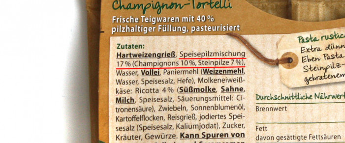 Zutaten, Steinhaus Steinpilz-Champignon-Tortelli, ab 11/2021