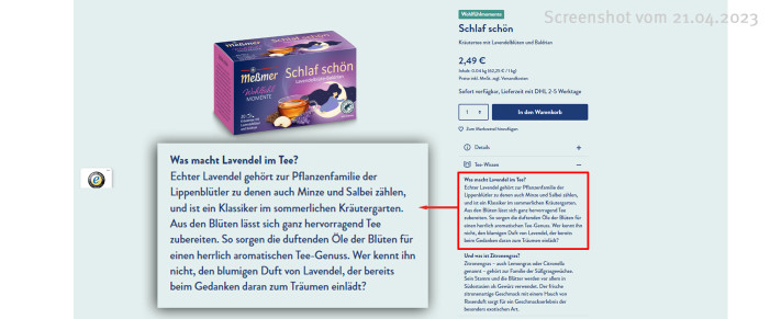 Rubrik „Teewissen“, messmer.de, 21.04.2023 