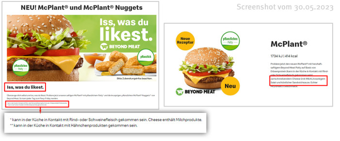 Werbung für McPlant, mcdonalds.com, 30.05.2023 