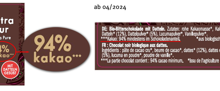 Love Chock Extra Pur 94 % Kakao, Herstellerfoto, ab 04/2024