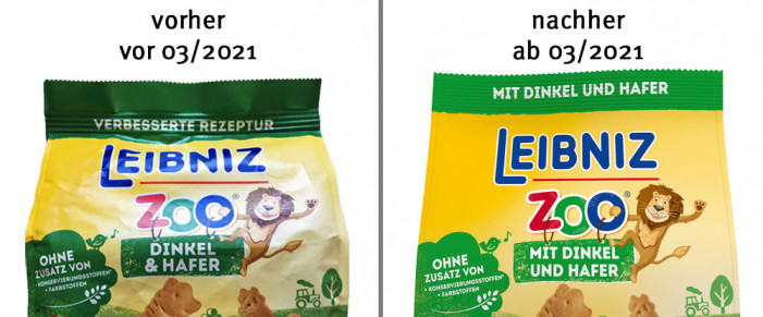 alt: Leibniz Zoo Dinkel & Hafer, vor 03/2021; neu: mit Dinkel & Hafer, ab 03/2021