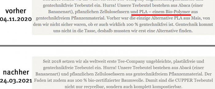 alt: Werbung, cupper-teas.de, 04.11.2020; neu: 24.03.2021