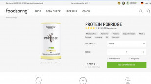 Angebot, foodspring Protein Porridge Vanille, foodspring.de 23.05.2017
