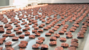 Schokoladenkekse auf Fließband