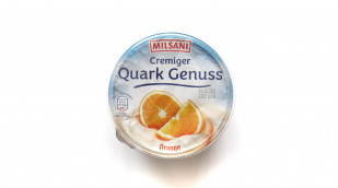 Milsani Cremiger Quark Genuss, Beispiel Sorte Orange
