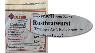 Angebot Rostbratwurst „Thüringer Art“, Donau Kurier Nr. 172, 28.07.2022 