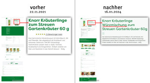 alt: Angebot, Knorr Kräuterlinge, knorr.com, 22.11.2021; neu: 16.01.2024