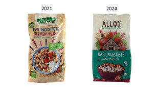 Allos Das ungesüßte Beeren-Müsli, 2021 und 2024 