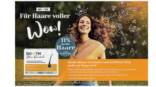 Anzeige „Bio∙H∙Tin Für Haare voller WOW“ in der Zeitschrift Freundin Nr. 26/2022, Seite 75