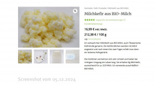 Milchkefir aus Bio-Milch, Kefir-kaufen.de, 05.12.2024