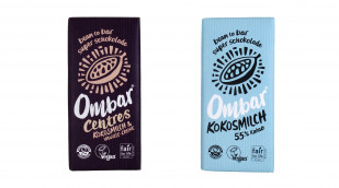 Ombar Centres Kokosmilch & Vanille-Creme und „Ombar Kokosmilch 55 % Kakao, 70 Gramm 