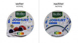 alt: BioBio Joghurt Pur, 3,8 % Fett, 01/2025; neu: ab 04/2025