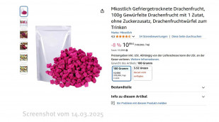 Mkostlich Gefriergetrocknete Drachenfrucht, 100 g, Amazon.de, 14.03.2025