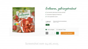Angebot, Erdbeeren, gefriergetrocknet, Kluth-shop.de, 04.06.2025