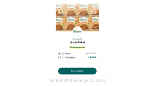 Angebot Linsen-Paket, Too Goo To Go-App, 31.07.2025 