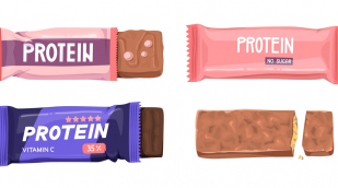 Riegel mit Proteinwerbung