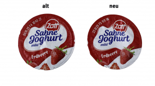 Zott Sahnejoghurt Erdbeere, 150 und 140 g