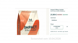Impact Whey Isolate, Heidelbeere, de.myprotein.com, 10.04.2026