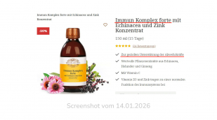 Immun Komplex forte mit Echinacea und Zink Konzentrat, baerbel-dexel.de, 14.01.2026 Immun Komplex forte mit Echinacea und Zink Konzentrat, baerbel-dexel.de, 14.01.2026