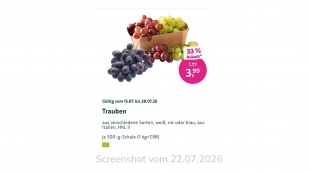 Trauben, Denns BioApp, 22.07.2026