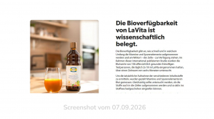Werbung Bioverfügbarkeit, lavita.com, 07.09.2026 Werbung Bioverfügbarkeit, lavita.com, 07.09.2026