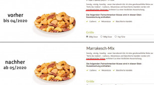 alt: Werbung zu Nussmischung Marrakesch-Mix auf kern-energie.com, bis 04/20; neu: ab 05/20 
