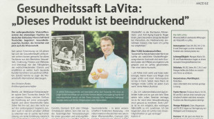 Anzeige, LaVita Gesundheitssaft, Beispiel Frankfurter Rundschau vom 9. März 2018