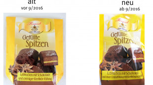 Echte Pulsnitzer Gefüllte Spitzen Lebkuchen mit Schokolade und einer Cremefüllung mit Eierlikörgeschmack, ehemals mit cremiger Eierlikör-Füllung