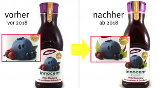 alt: Innocent Direktsaft Wilde Blaubeere, Johannisbeere & Cranberry, vor 2018; neu: ab 2018