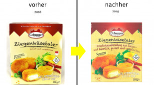 alt: Coburger Ziegenkäsetaler 2018; neu: Coburger Ziegenkäsetaler 2019, Herstellerfoto